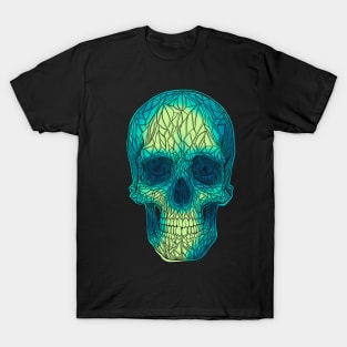 Stained glass skull - yellow to green fade T-Shirt